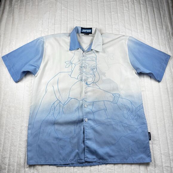 VTG Jafari Outfitters Fat Albert Cartoon Blunt Shirt Men's XL All Over Print SS - Picture 2 of 13